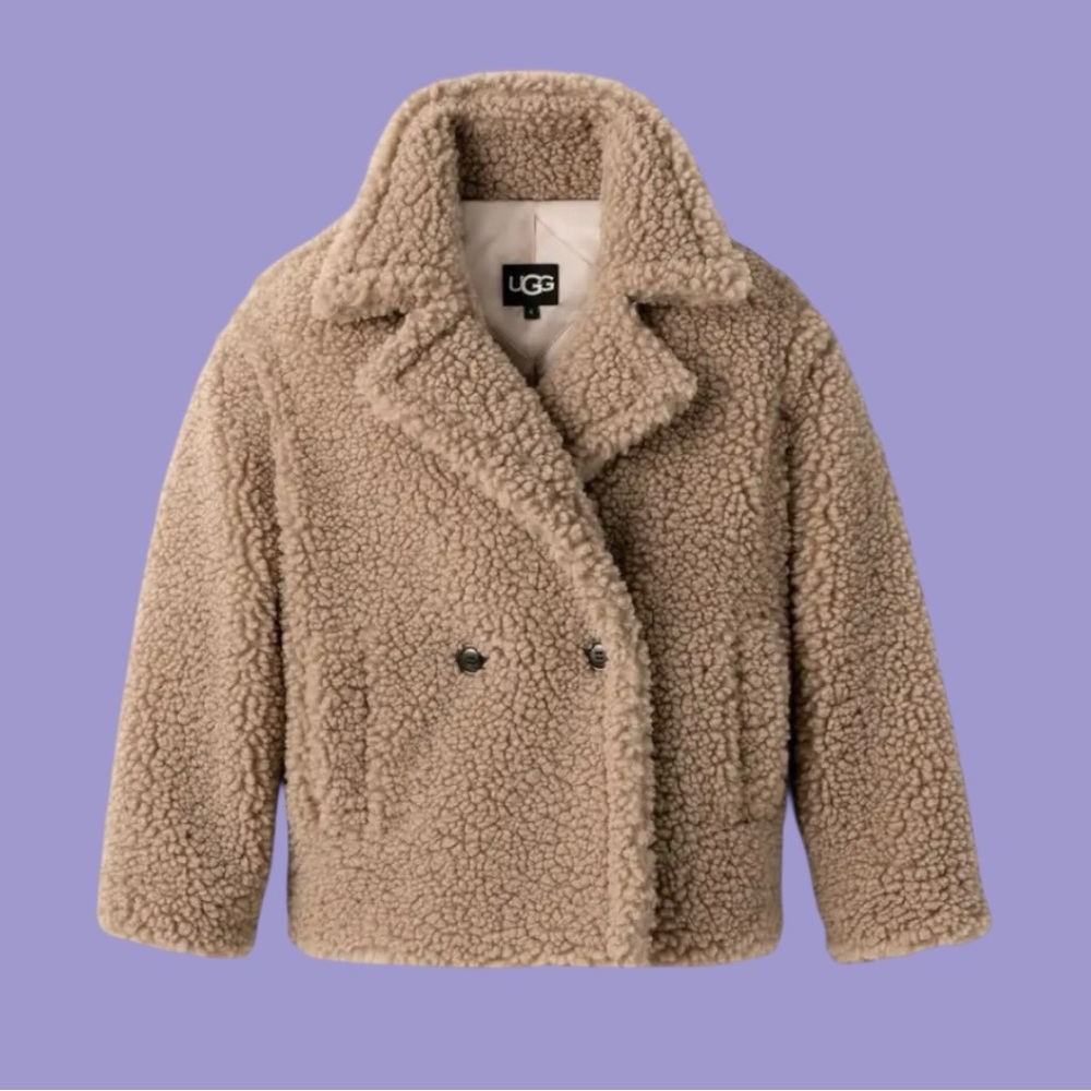 UGG-Gertrude Short Teddy Coat-Putty